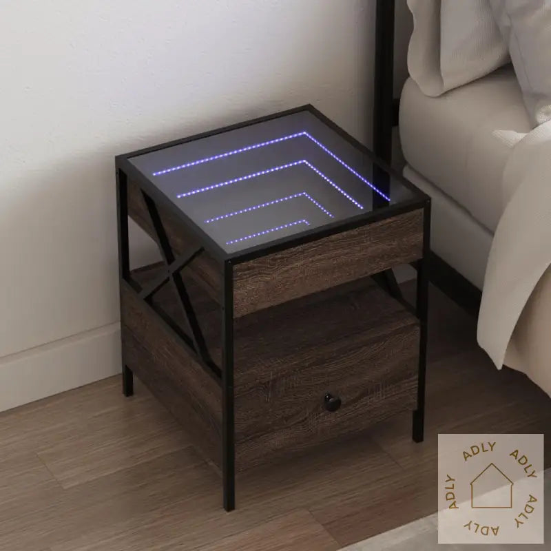 Salongbord Med Infinity Led Brun Eik 40X40X51 Cm