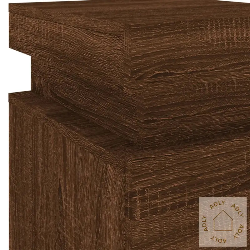 Nattbord Med Led Brun Eik 35X39X55 Cm