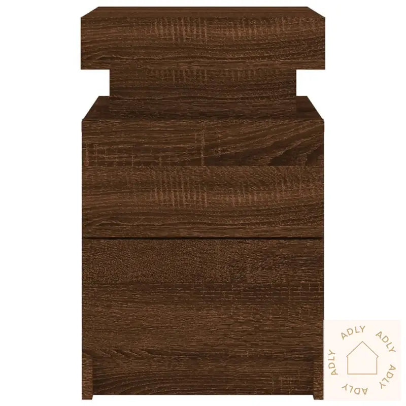 Nattbord Med Led Brun Eik 35X39X55 Cm