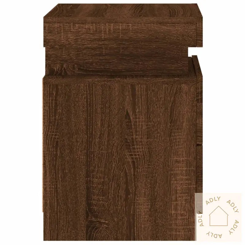 Nattbord Med Led Brun Eik 35X39X55 Cm