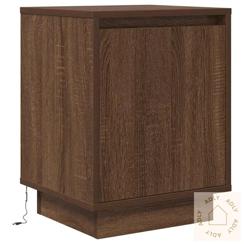 Nattbord Med Led Brun Eik 38X34X50 Cm