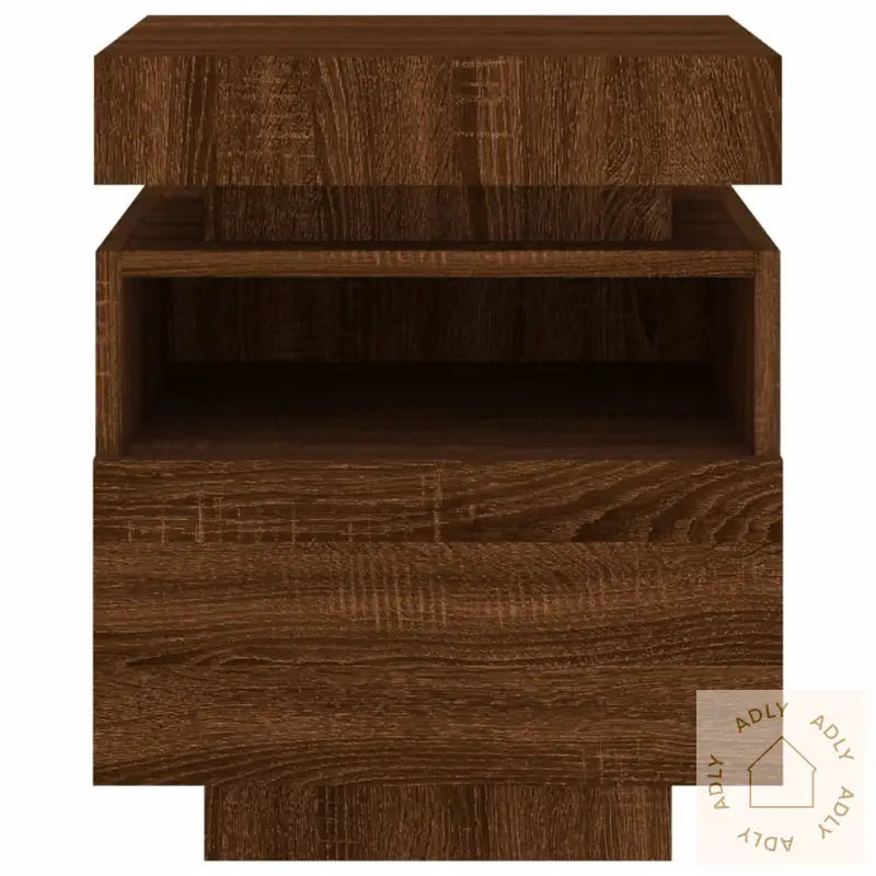 Nattbord Med Led Brun Eik 40X39X48,5 Cm