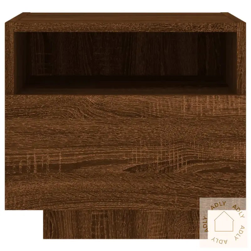 Nattbord Med Led 2 Stk Brun Eik 40X39X37 Cm