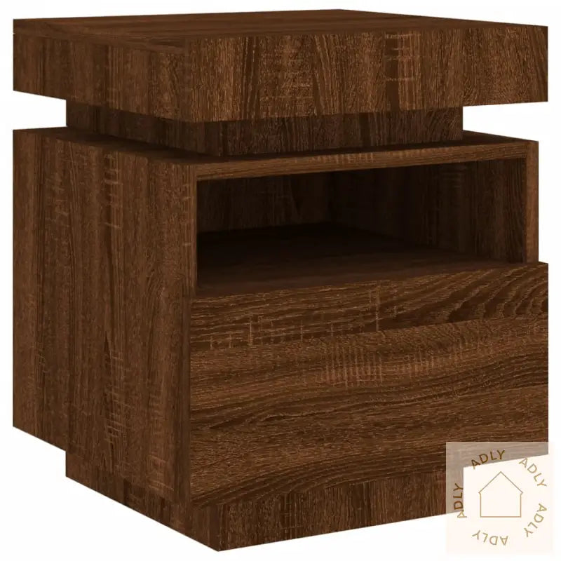 Nattbord Med Led Brun Eik 40X39X48,5 Cm