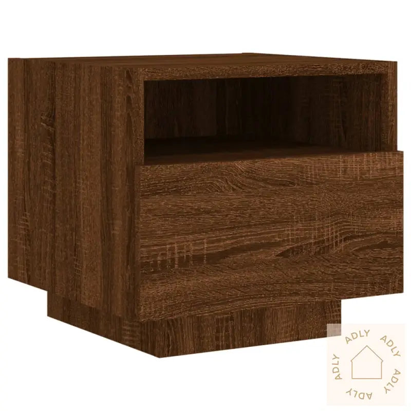 Nattbord Med Led 2 Stk Brun Eik 40X39X37 Cm