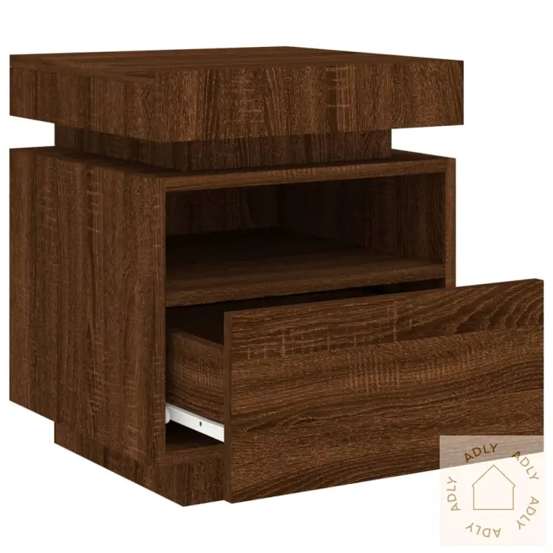 Nattbord Med Led Brun Eik 40X39X48,5 Cm
