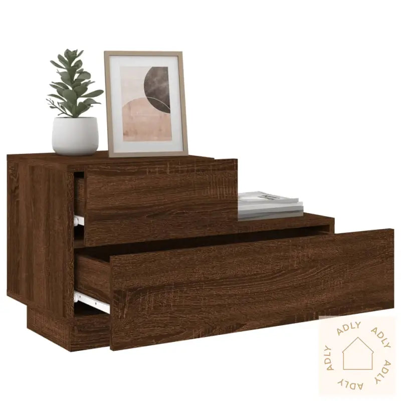 Nattbord Med Led Brun Eik 70X36X40,5 Cm