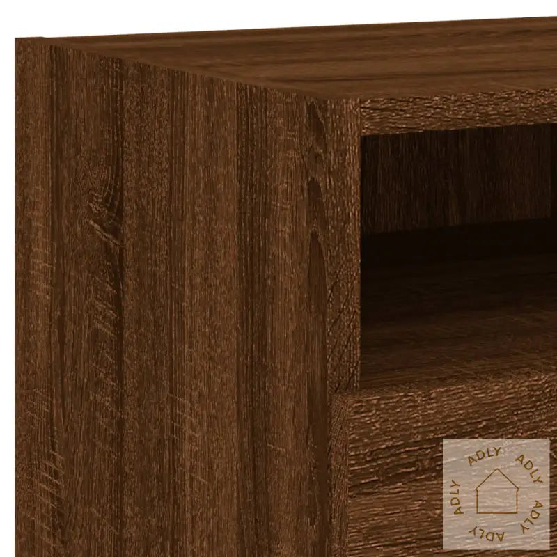 Nattbord Med Led 2 Stk Brun Eik 40X39X37 Cm