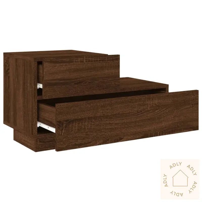Nattbord Med Led Brun Eik 70X36X40,5 Cm