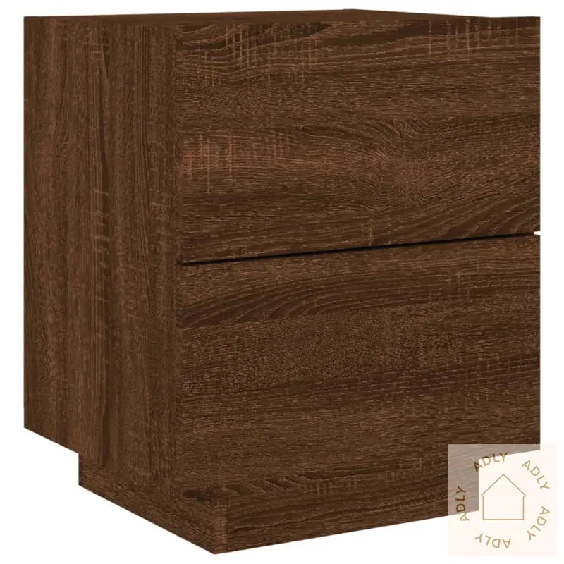 Nattbord Med Led 2 Stk Brun Eik Konstruert Tre