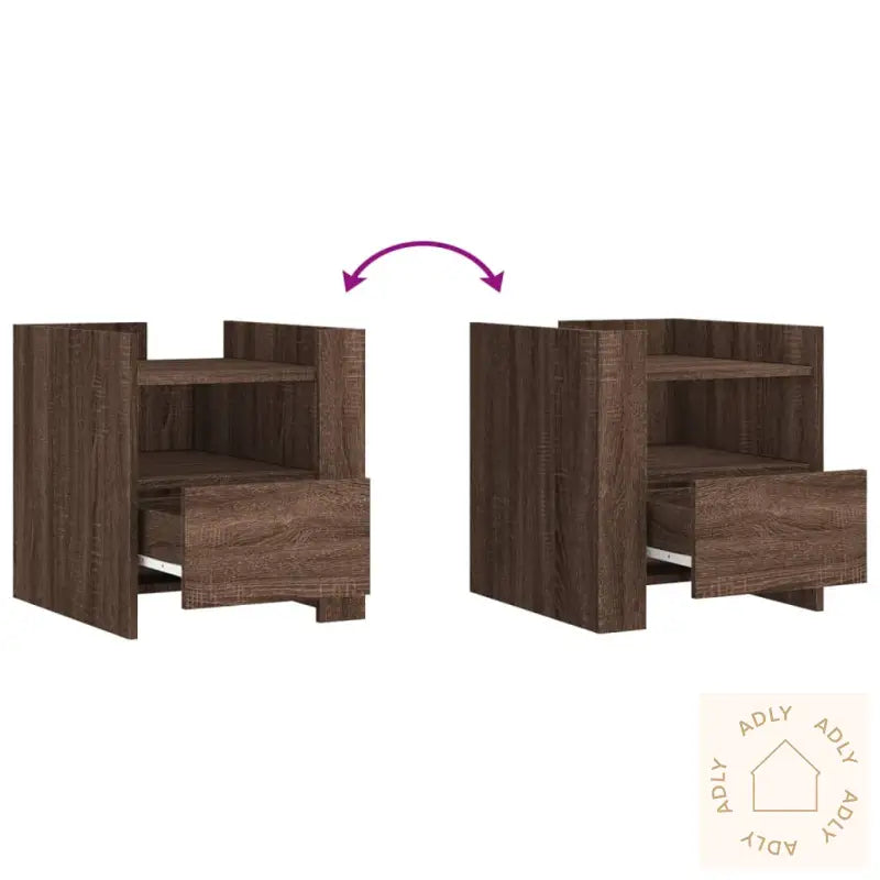 Nattbord Brun Eik 45X50X50 Cm Konstruert Tre