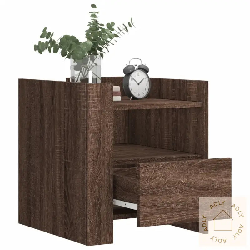 Nattbord Brun Eik 45X50X50 Cm Konstruert Tre