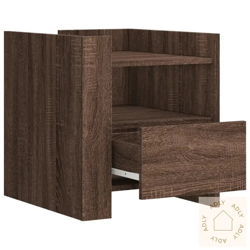 Nattbord Brun Eik 45X50X50 Cm Konstruert Tre