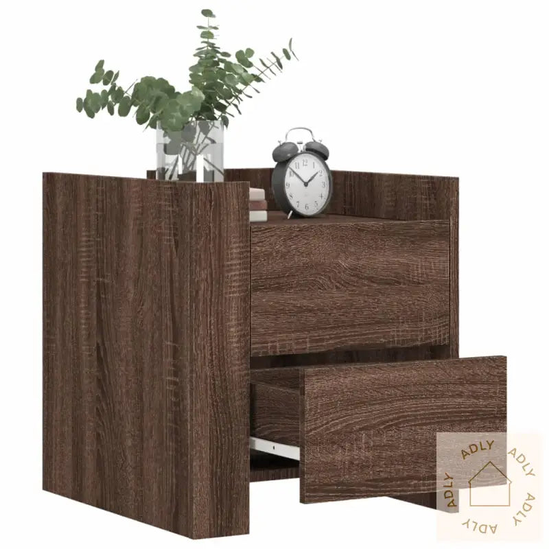 Nattbord Brun Eik 45X50X50 Cm Konstruert Tre
