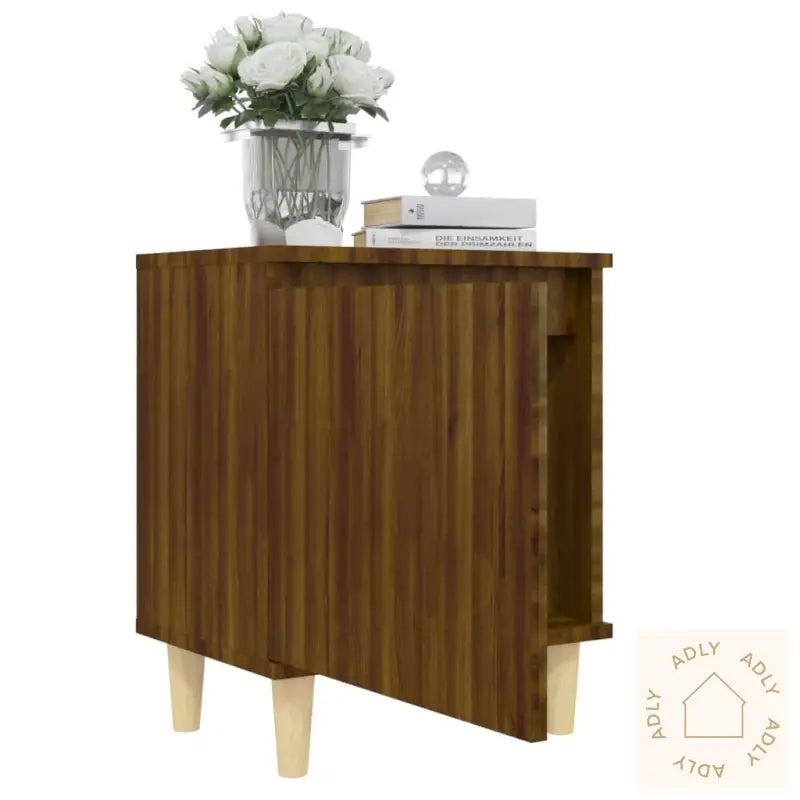 Nattbord Med Ben I Heltre Brun Eik 40X30X50 Cm