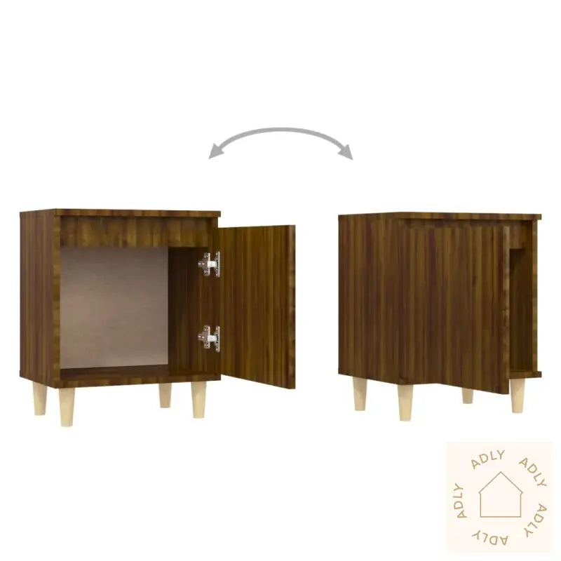 Nattbord Med Ben I Heltre Brun Eik 40X30X50 Cm