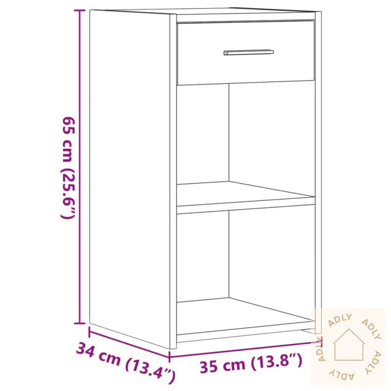 Nattbord Brun Eik 35X34X65 Cm Konstruert Tre