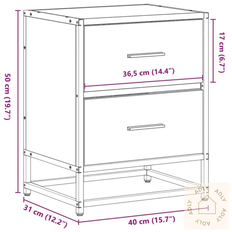 Nattbord Brun Eik 40X31X50 Cm Konstruert Tre