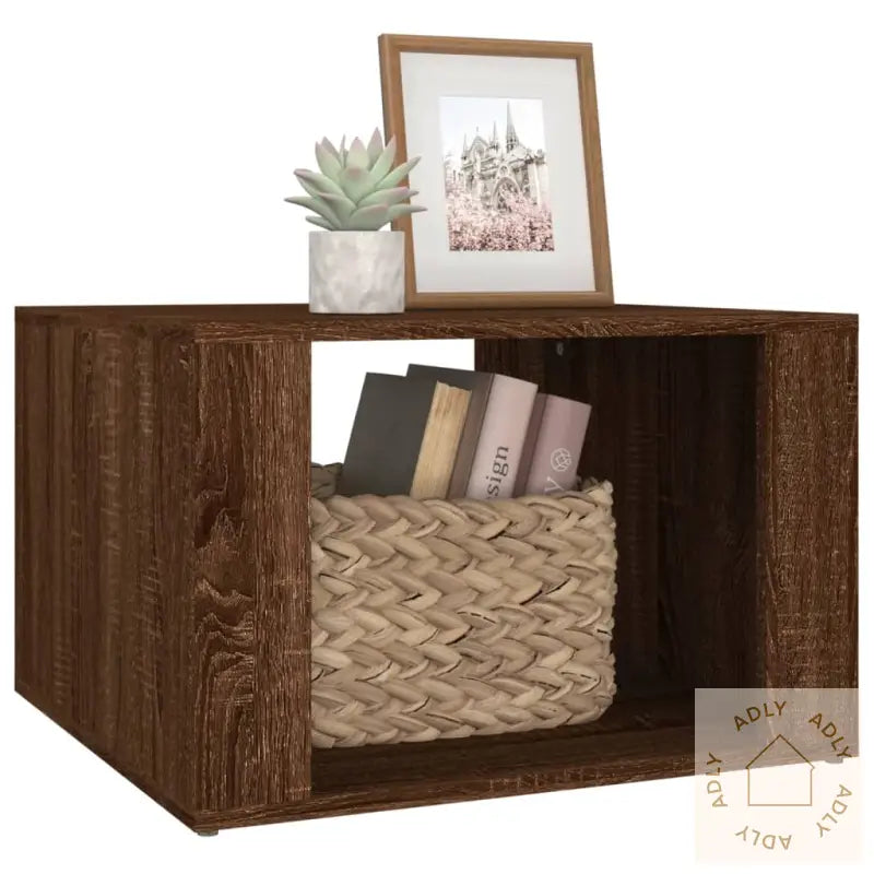 Nattbord Brun Eik 57X55X36 Cm Konstruert Tre