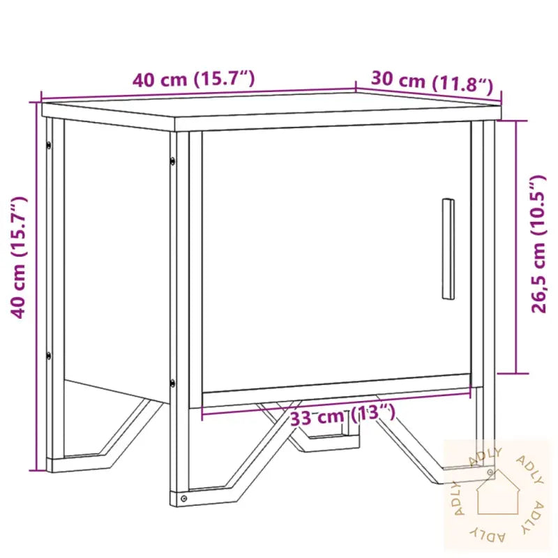 Nattbord Brun Eik 40X30X40 Cm Konstruert Tre