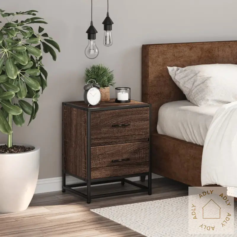 Nattbord Brun Eik 40X31X50 Cm Konstruert Tre