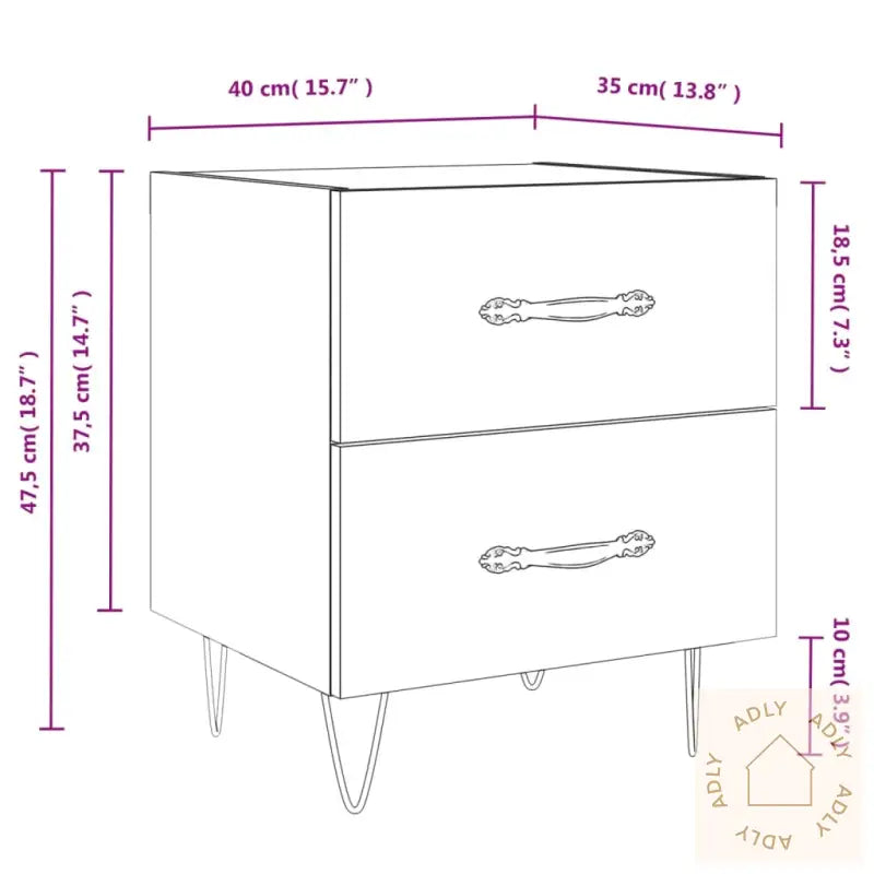Nattbord Brun Eik 40X35X47,5 Cm Konstruert Tre