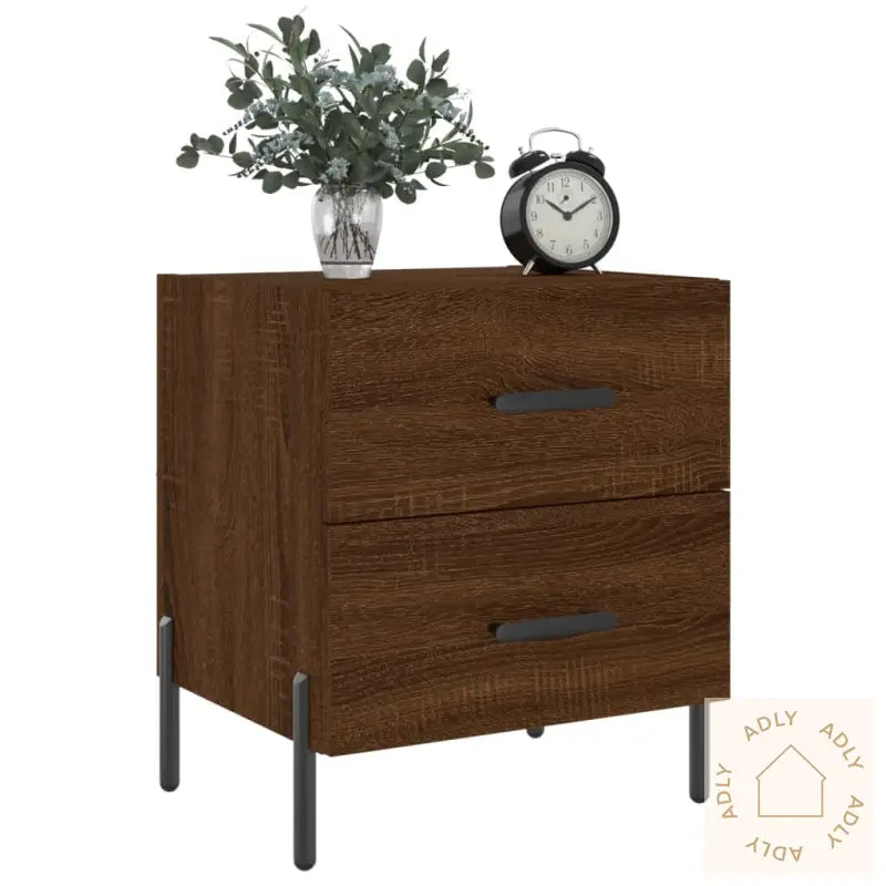 Nattbord 2 Stk Brun Eik 40X35X47,5 Cm Konstruert Tre