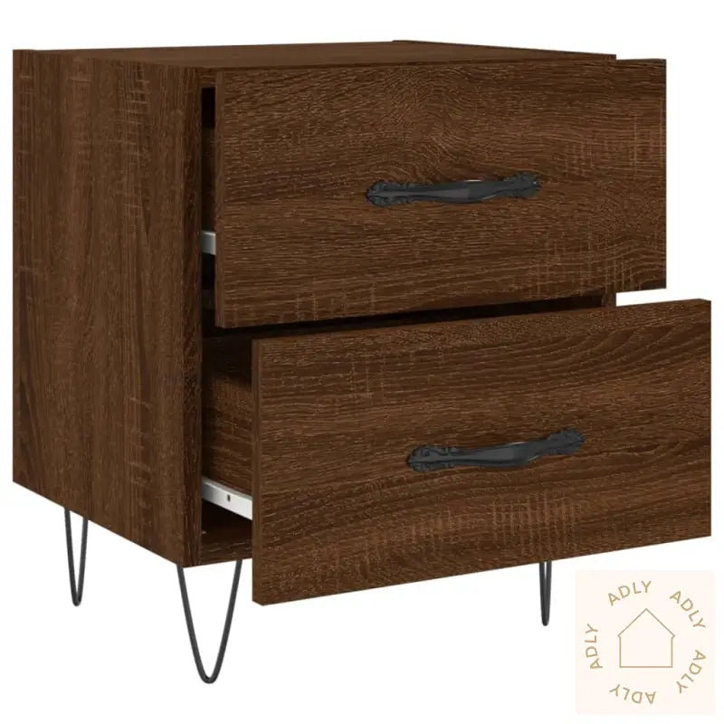 Nattbord 2 Stk Brun Eik 40X35X47,5 Cm Konstruert Tre