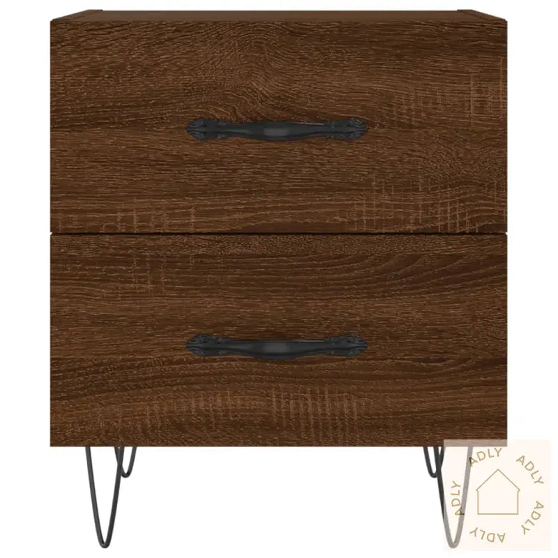 Nattbord 2 Stk Brun Eik 40X35X47,5 Cm Konstruert Tre
