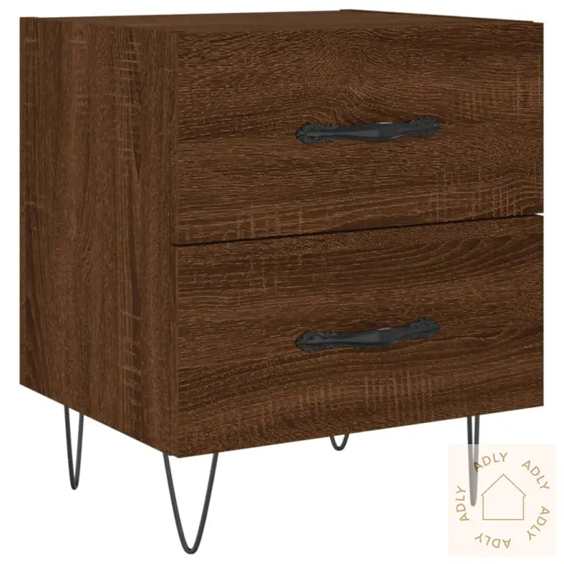Nattbord 2 Stk Brun Eik 40X35X47,5 Cm Konstruert Tre