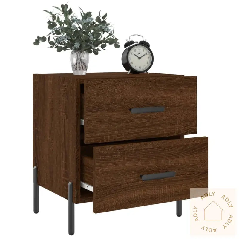 Nattbord 2 Stk Brun Eik 40X35X47,5 Cm Konstruert Tre