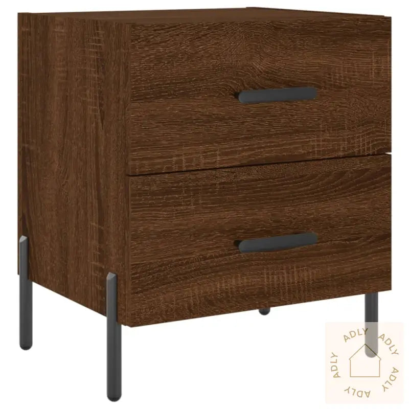 Nattbord 2 Stk Brun Eik 40X35X47,5 Cm Konstruert Tre