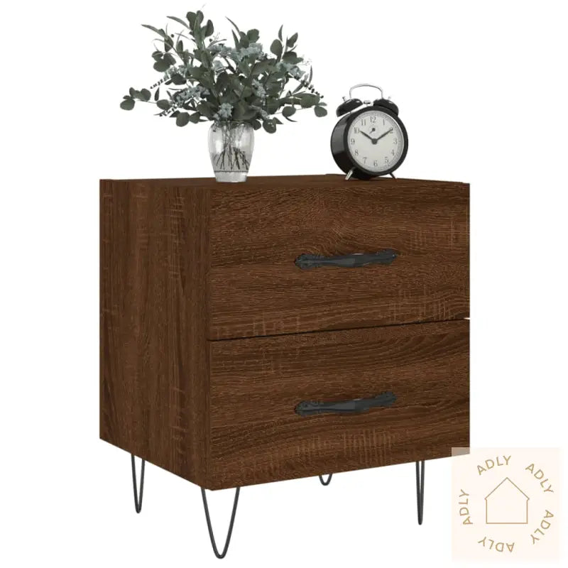 Nattbord 2 Stk Brun Eik 40X35X47,5 Cm Konstruert Tre