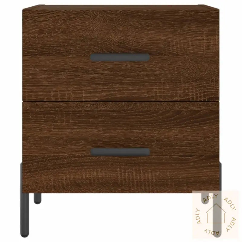 Nattbord 2 Stk Brun Eik 40X35X47,5 Cm Konstruert Tre