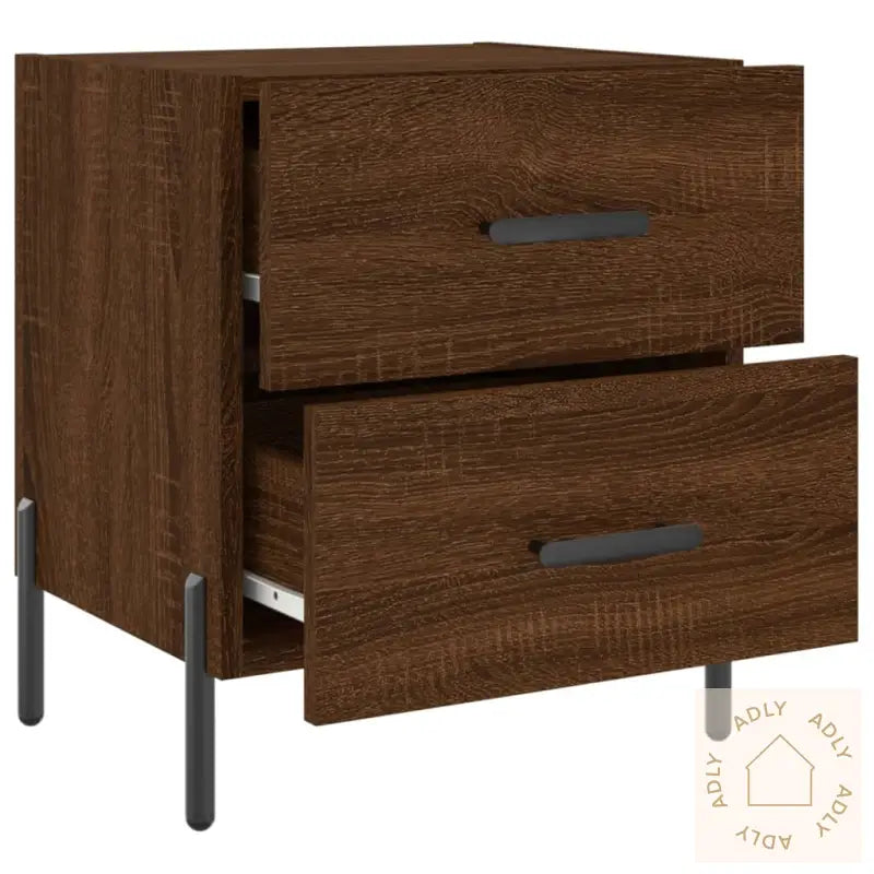 Nattbord 2 Stk Brun Eik 40X35X47,5 Cm Konstruert Tre