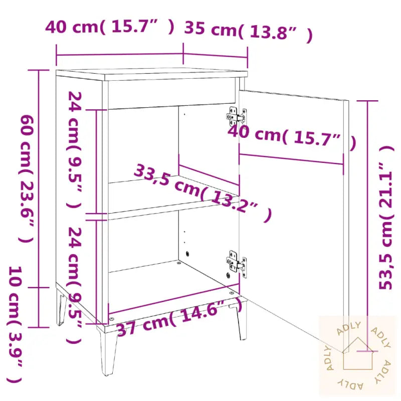 Nattbord Brun Eik 40X35X70 Cm Konstruert Tre