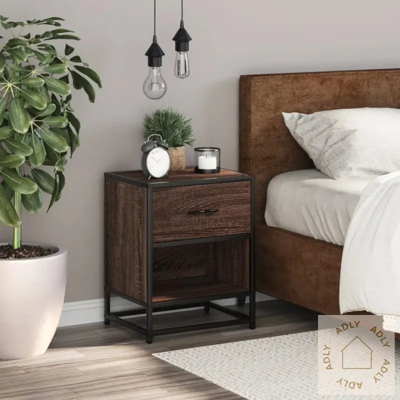 Nattbord Brun Eik 40X31X50 Cm Konstruert Tre