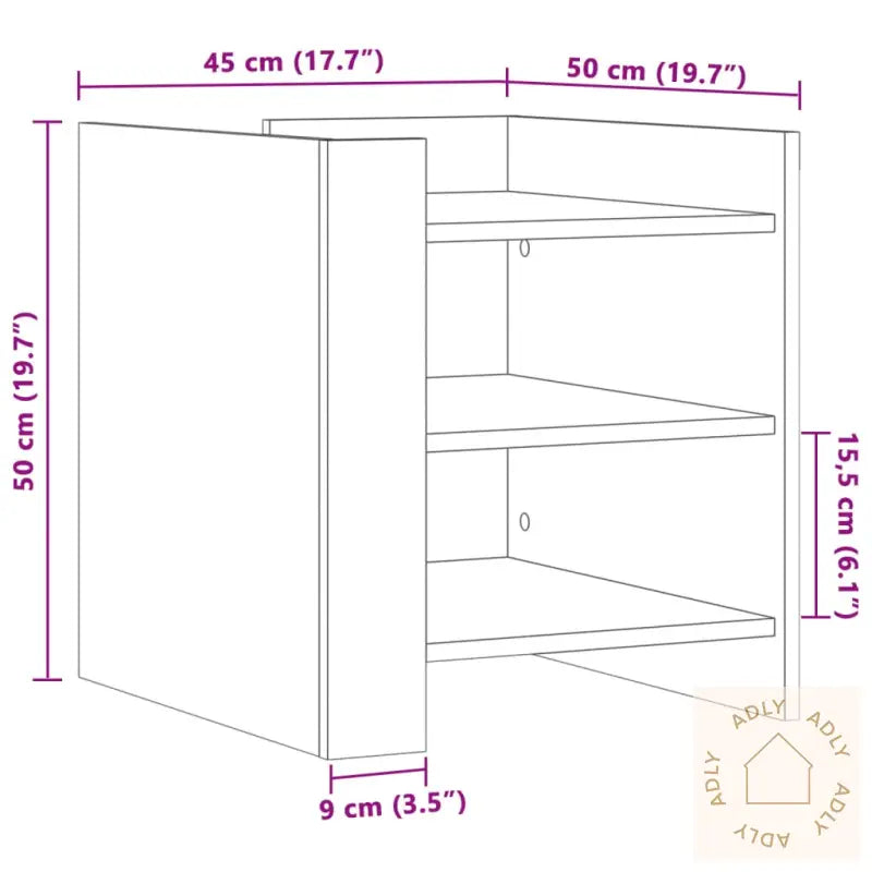 Nattbord Brun Eik 45X50X50 Cm Konstruert Tre