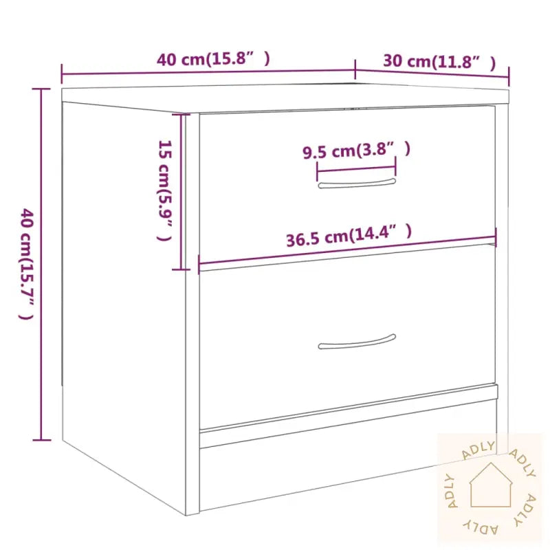 Nattbord 2 Stk Brun Eik 40X30X40 Cm Sponplate