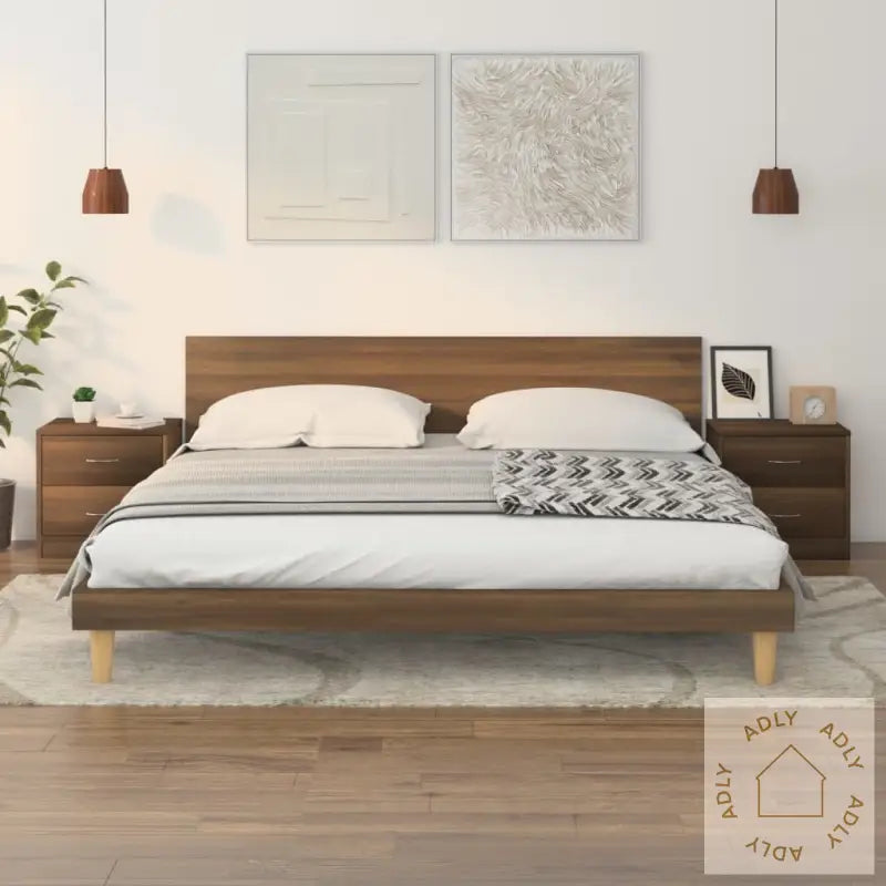 Nattbord 2 Stk Brun Eik 40X30X40 Cm Sponplate