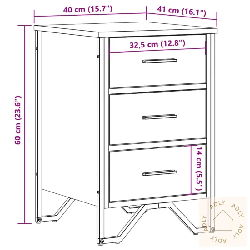 Nattbord Brun Eik 40X41X60 Cm Konstruert Tre