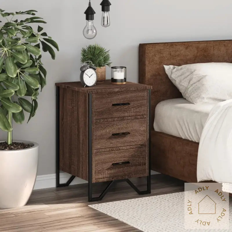 Nattbord Brun Eik 40X41X60 Cm Konstruert Tre