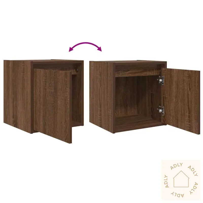 Veggmontert Nattbord Brun Eik 38X34X40 Cm