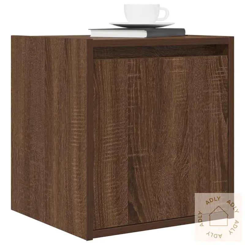 Veggmontert Nattbord Brun Eik 38X34X40 Cm
