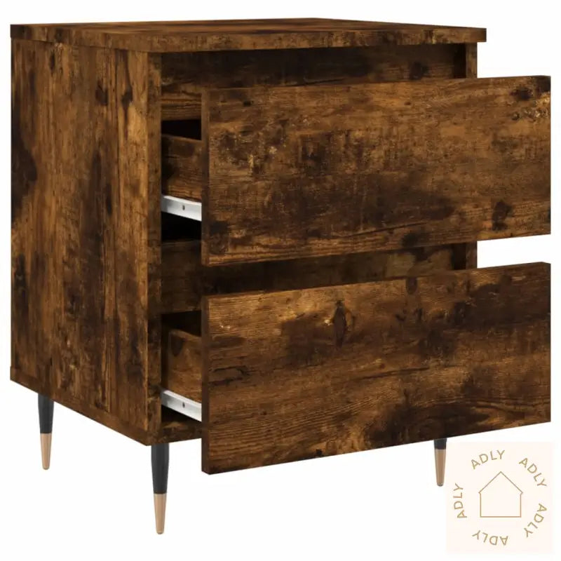 Nattbord 2 Stk Røkt Eik 40X35X50 Cm Konstruert Tre