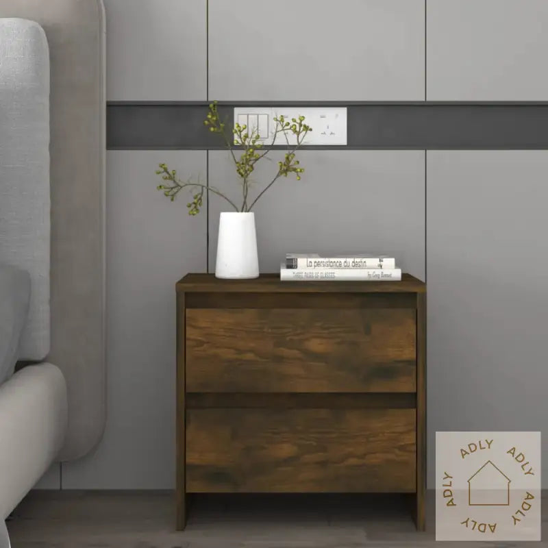 Nattbord 2 Stk Røkt Eik 45X34,5X44,5 Cm Konstruert Tre