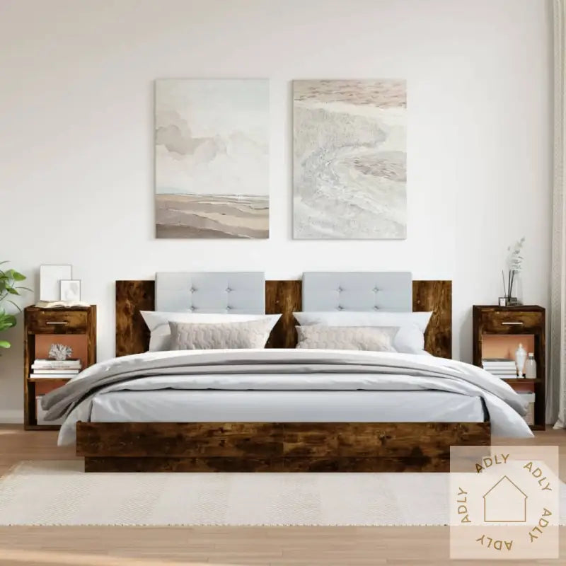 Nattbord 2 Stk Røkt Eik 35X34X65 Cm Konstruert Tre