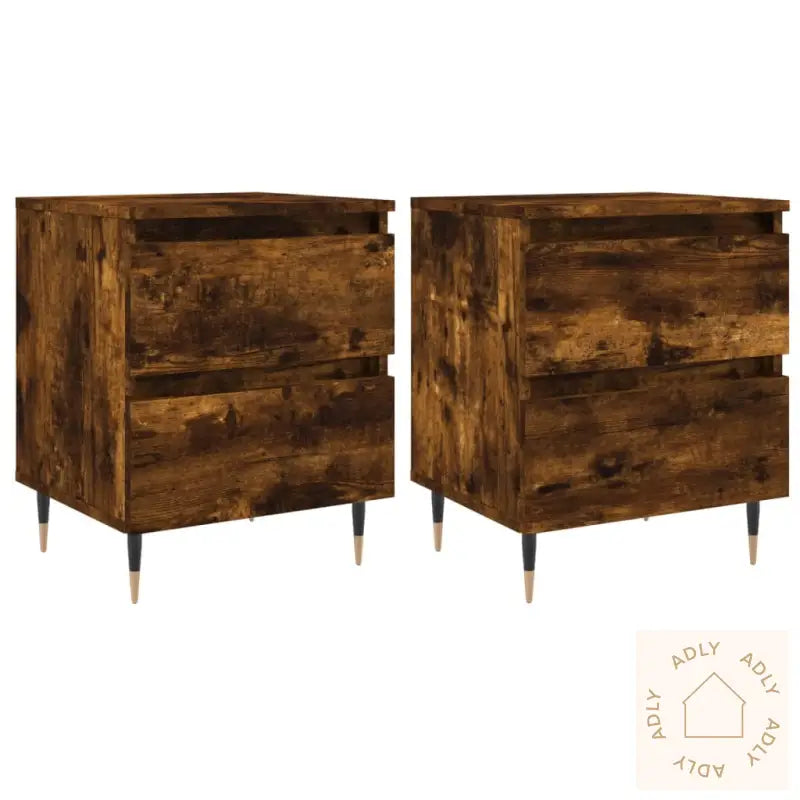Nattbord 2 Stk Røkt Eik 40X35X50 Cm Konstruert Tre
