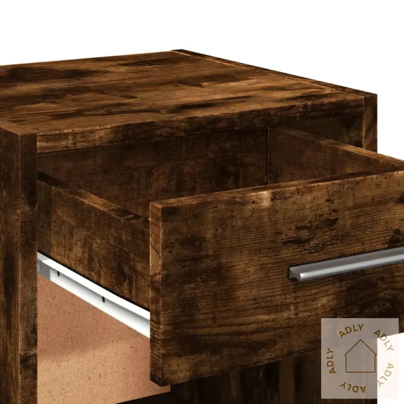 Nattbord 2 Stk Røkt Eik 35X34X65 Cm Konstruert Tre