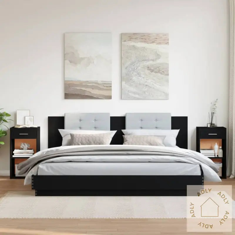 Nattbord 2 Stk Svart 35X34X65 Cm Konstruert Tre